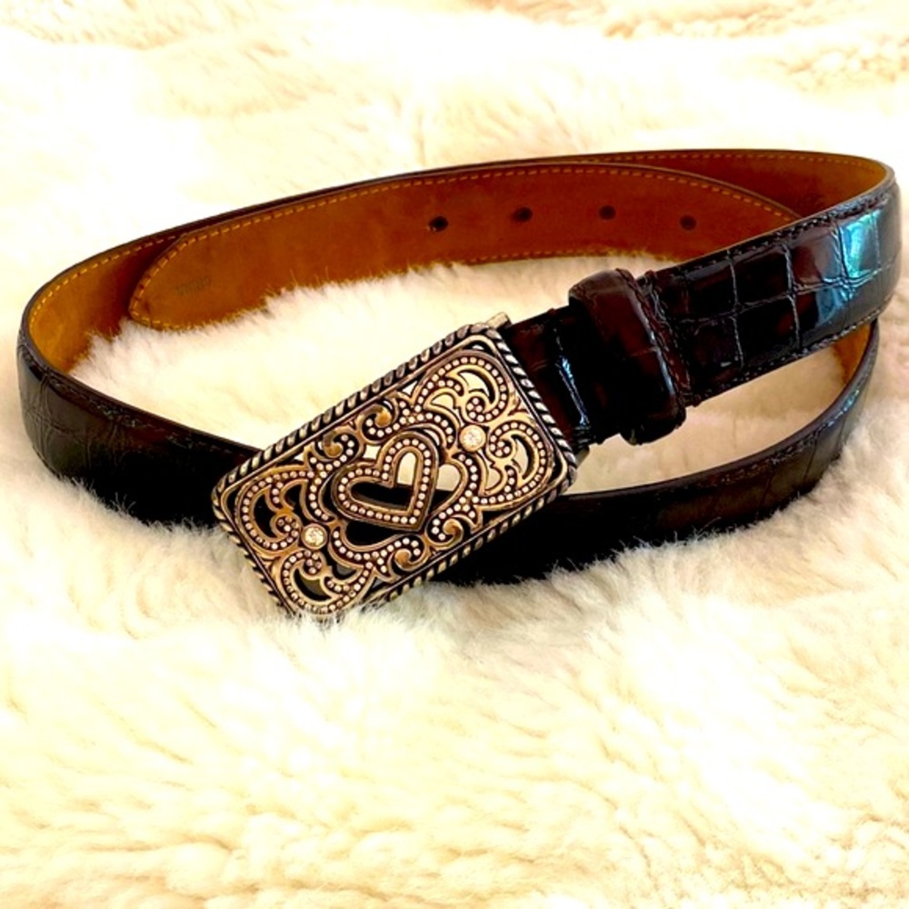 Brighton croc belt heart rhinestone buckle